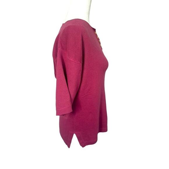 Woolrich Vintage 90s Cotton Short Sleeve Henley Sweater Pink Womens Size Medium - Picture 6 of 9